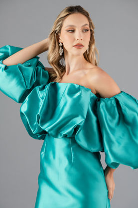 Imagen de Vestido Satin Mangas Balloon    (Exclusivo Pagina)