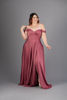 Imagen de Maxi Dress Satin Off Shoulder, Abertura Falda