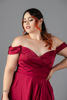 Imagen de Maxi Dress Satin Off Shoulder, Abertura Falda