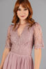 Imagen de Maxi Dress Cuello V Blusa Encaje, Falda Plisada