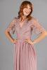 Imagen de Maxi Dress Cuello V Blusa Encaje, Falda Plisada