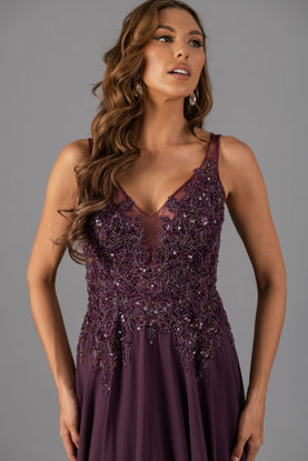 Imagen de Maxi Dress Blusa Encaje, Abalorios, Falda Seda