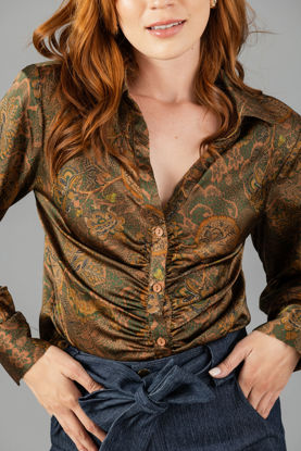 Imagen de Blusa Camisera Satin Estampada     (Exclusiva Pagina)