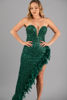 Imagen de Maxi Dress Straple, Abertura Falda, Detalle Plumas