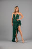 Imagen de Maxi Dress Straple, Abertura Falda, Detalle Plumas