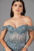 Imagen de Maxi Dress Lentejuelas, Off Shoulder, Abertura Falda