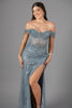 Imagen de Maxi Dress Lentejuelas, Off Shoulder, Abertura Falda