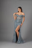 Imagen de Maxi Dress Lentejuelas, Off Shoulder, Abertura Falda