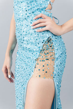Imagen de Maxi Dress Lentejuelas, Espalda Descubierta, Abertura Falda