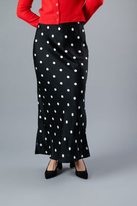 Imagen de Falda En Satin Print Lunares Blancos