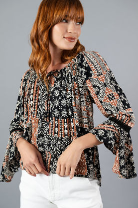 Imagen de Blusa En Rayon Estampada, Manga Campana