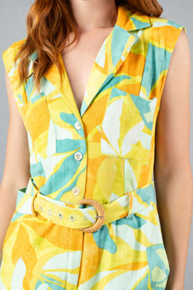 Imagen de Enterizo En  Rayon  Estampado Con Cinturon