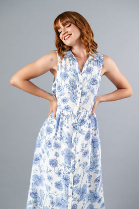 Imagen de Vestido Camisero Sin mangas Bolsillos Falda