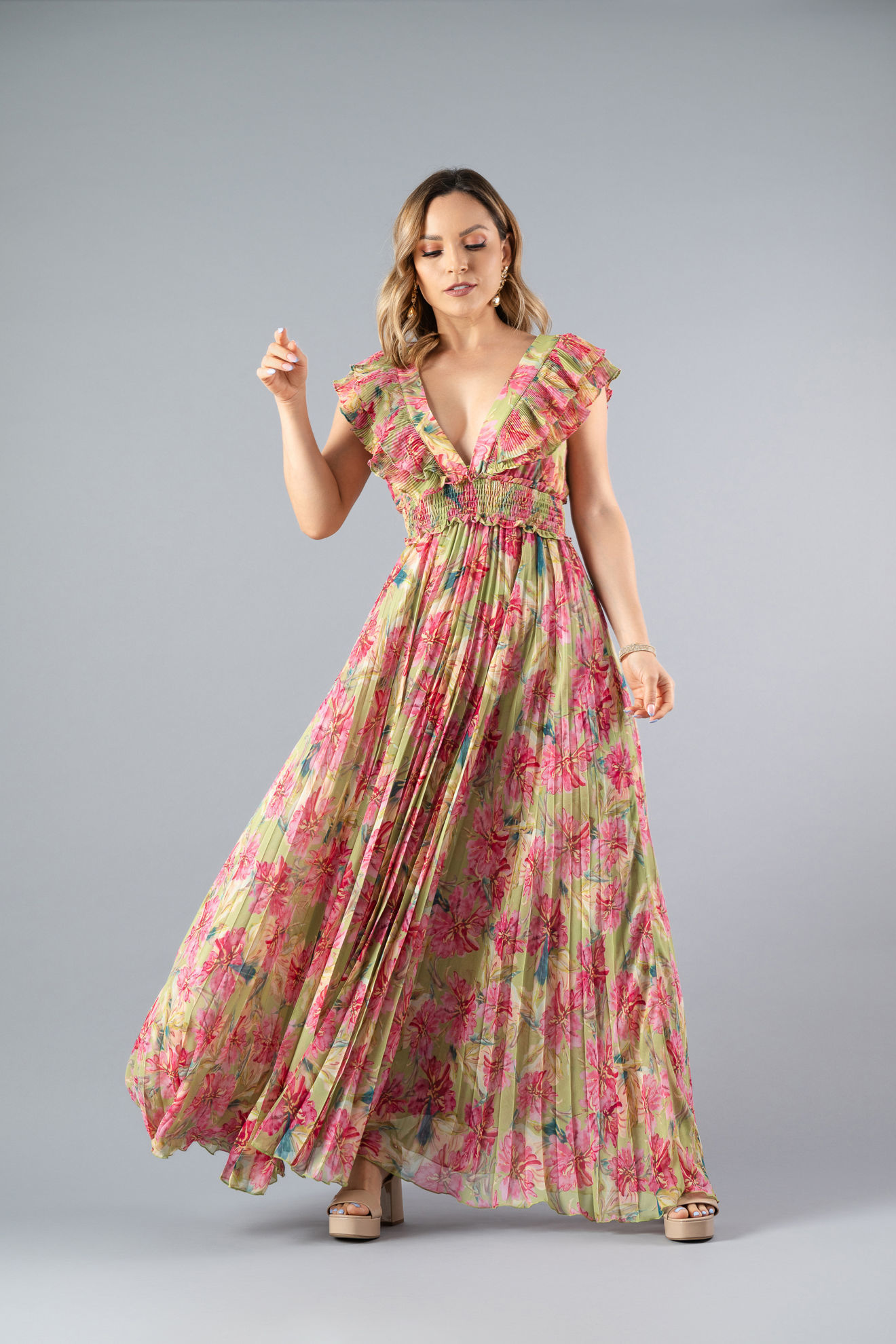 Imagen de Maxi Dress Estampado Detalle Vuelos