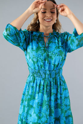 Imagen de Vestido En Seda Estampado Manga 3/4