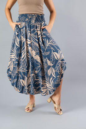 Imagen de Falda Estampada En Rayon, Elastico Cintura