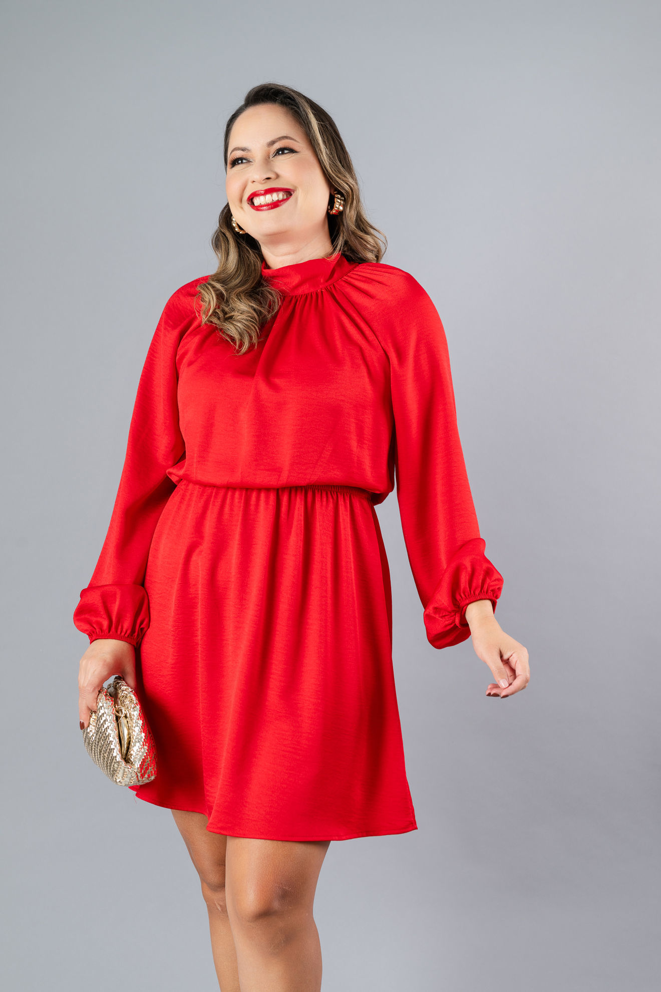 Imagen de Vestido Manga Larga, Cuello  Alto  (Exclusivo Pagina)