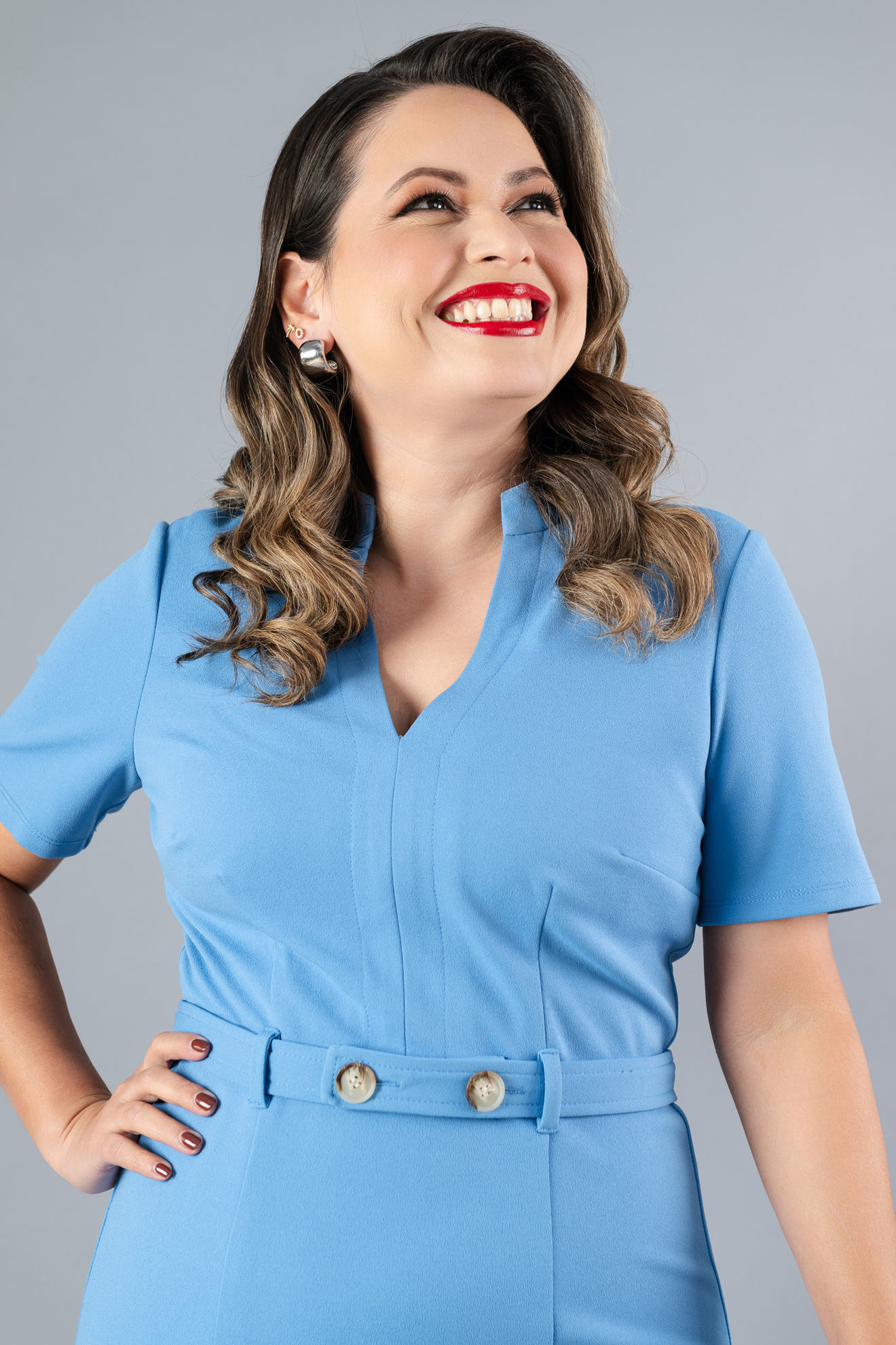 Imagen de Vestido Cuello V Manga Corta