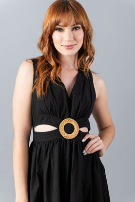 Imagen de Vestido En Poplin Cuello V Detalle Hebilla