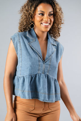 Imagen de Blusa Denim Estilo Peplum    ( Exclusiva Pagina)