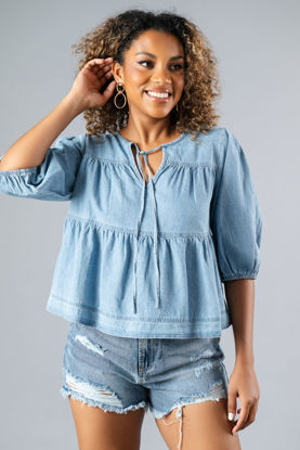 Imagen de Blusa En Denim Manga 3/4   ( Exclusiva Pagina)