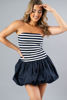 Imagen de Vestido Straple, Blusa Rayas Falda Balloon    ( Exclusivo Pagina)