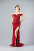 Imagen de Maxi Dress Lentejuelas, Off Shoulder, Abertura Falda