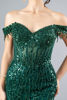 Imagen de Maxi Dress Lentejuelas, Off Shoulder, Abertura Falda