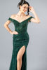 Imagen de Maxi Dress Lentejuelas, Off Shoulder, Abertura Falda