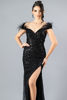 Imagen de Maxi Dress Lentejuelas, Off Shoulder Plumas