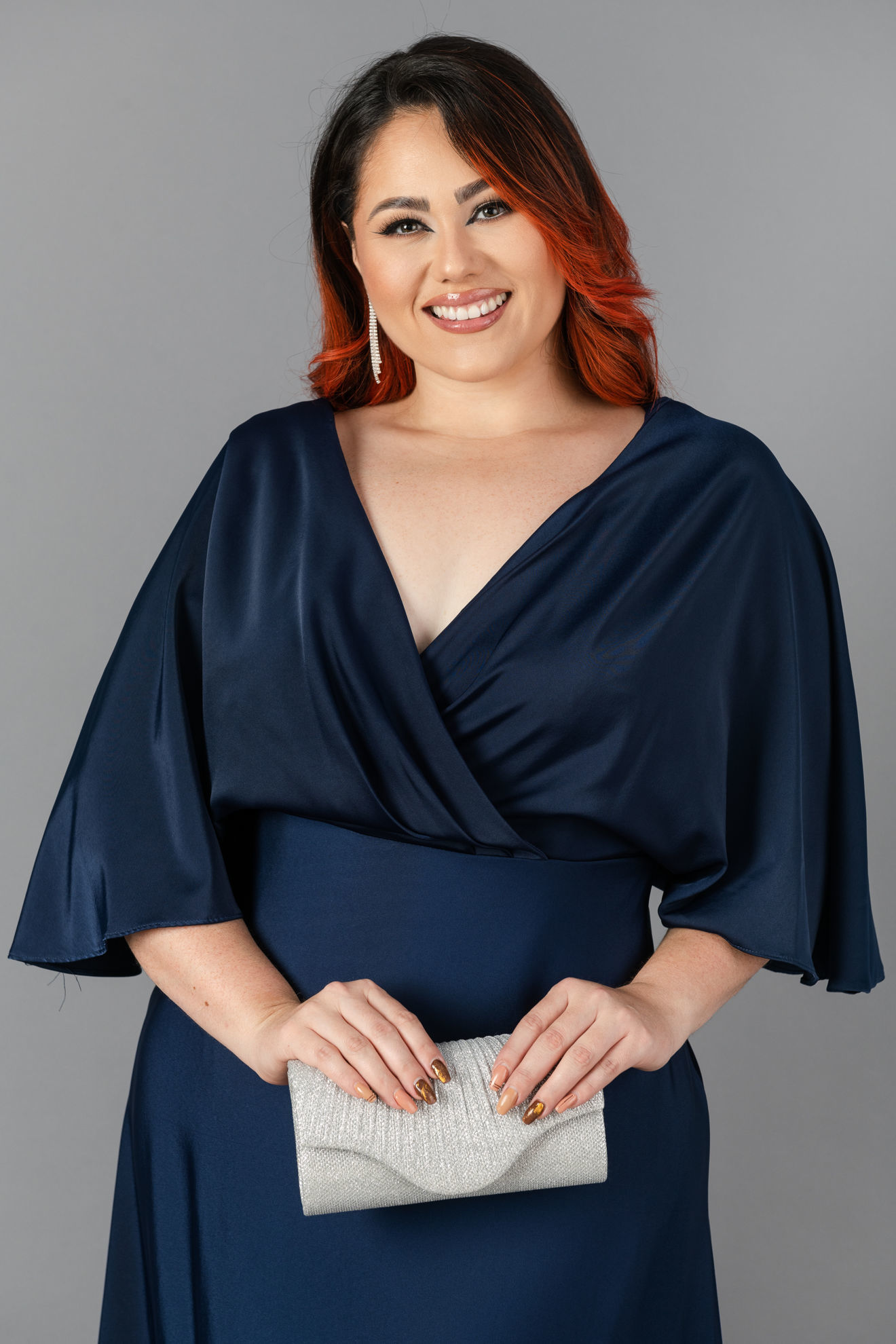 Imagen de Vestido Cuello V Mangas Talla Plus                                     (Exclusivo Pagina)