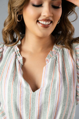 Imagen de Vestido Cuello V Rayas    ( Exclusivo Pagina)