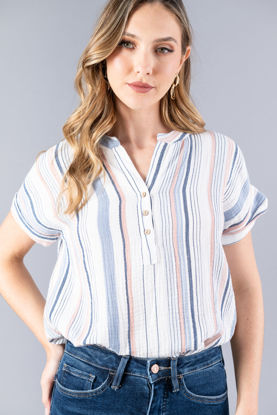 Imagen de Blusa Cuello Chino En Rayas   ( Exclusiva Pagina)