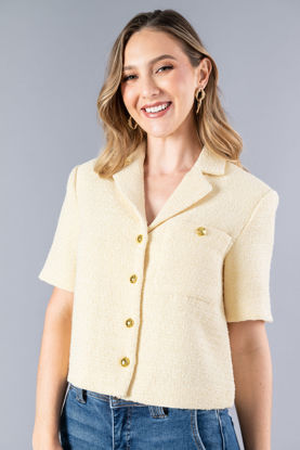 Imagen de Saquito En Tweed, Botones, Cuello, Manga Corta