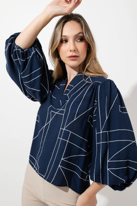 Imagen de Blusa Cuello Chino Manga 3 / 4   ( Exclusiva Pagina)