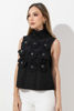Imagen de Blusa Cuello Alto Sin Mangas Flores Relieve  (Exclusivo Pagina)