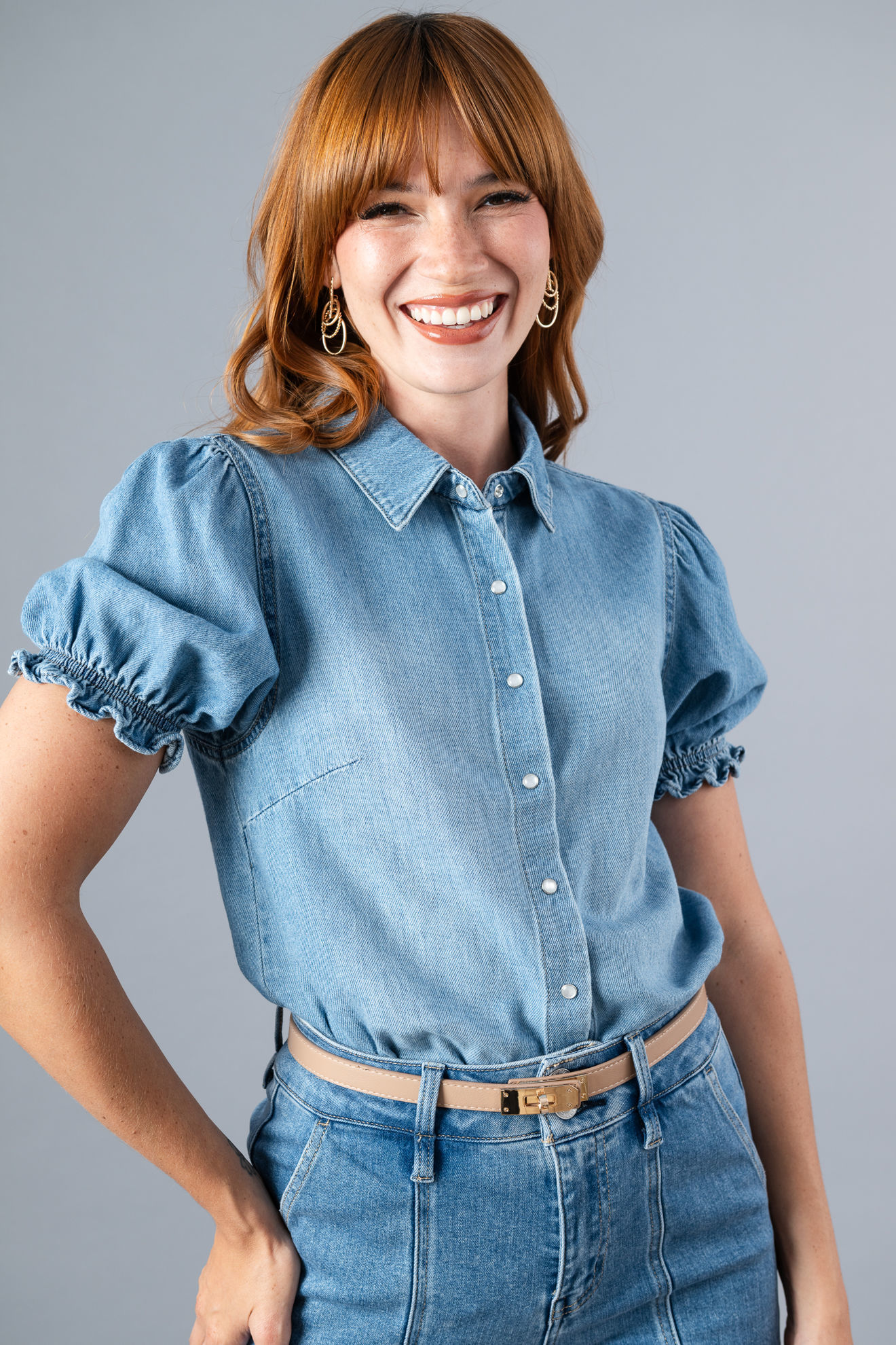 Imagen de Camisera Denim Manga Corta