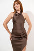 Imagen de Vestido En Satin Cuello Halter, Falda Asimetrica