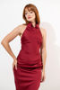 Imagen de Vestido En Satin Cuello Halter, Falda Asimetrica