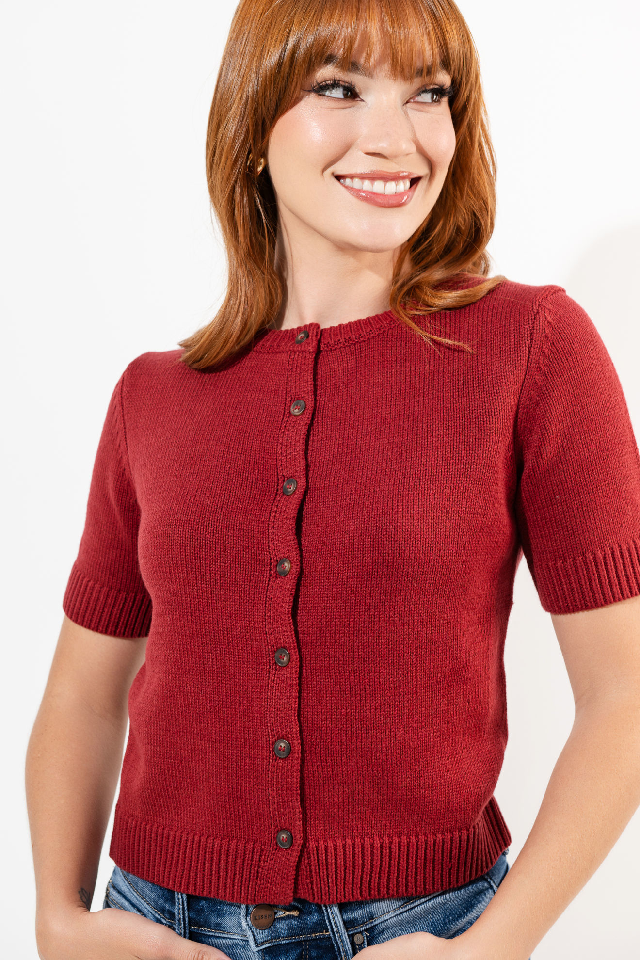 Imagen de Blusa Tejida Botones Manga Corta