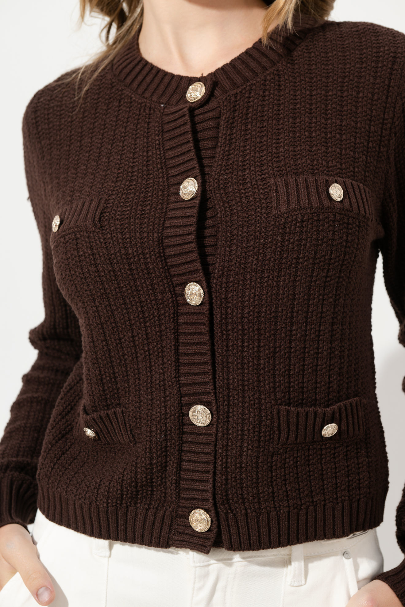 Imagen de Sweater Cuello Redondo, Botones Dorados