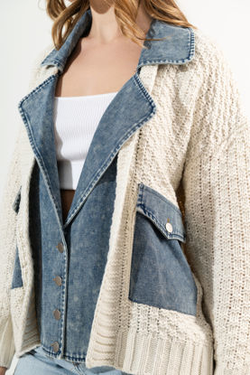 Imagen de Jacket Tejida Contraste Denim