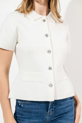 Imagen de Blusa Tejida Manga Corta Botones Brillo