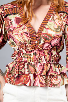 Imagen de Blusa Estampada Cuello V Manga 3 /4