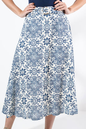 Imagen de Falda Estampada Linea A Con Cinturon