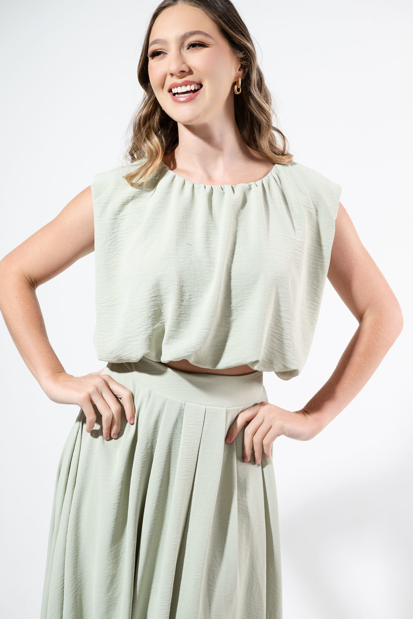 Imagen de Set Falda Y Blusa Con Hombreras