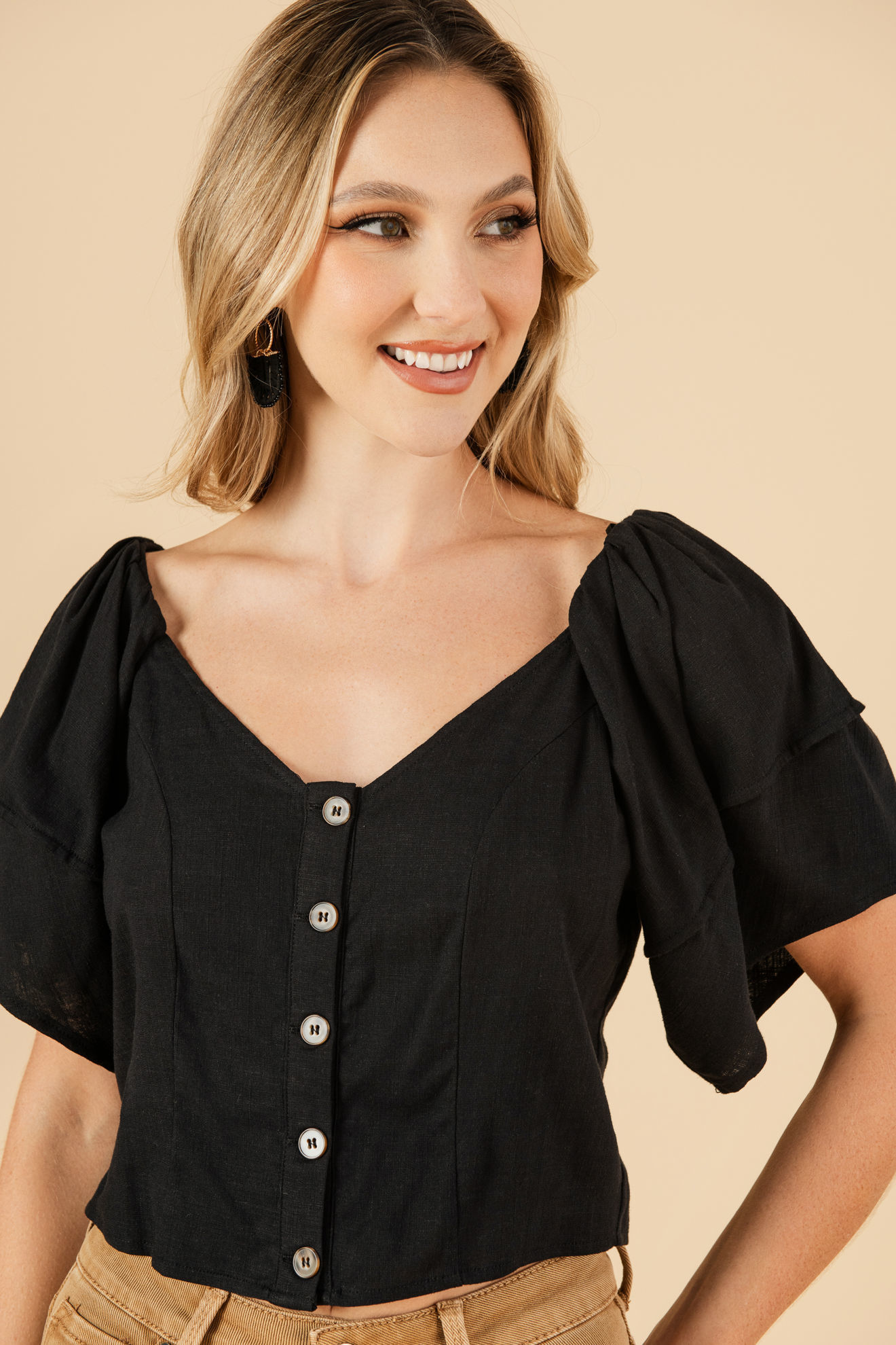 Imagen de Blusa Botones Frente Cuello V  ( Exclusiva Pagina)