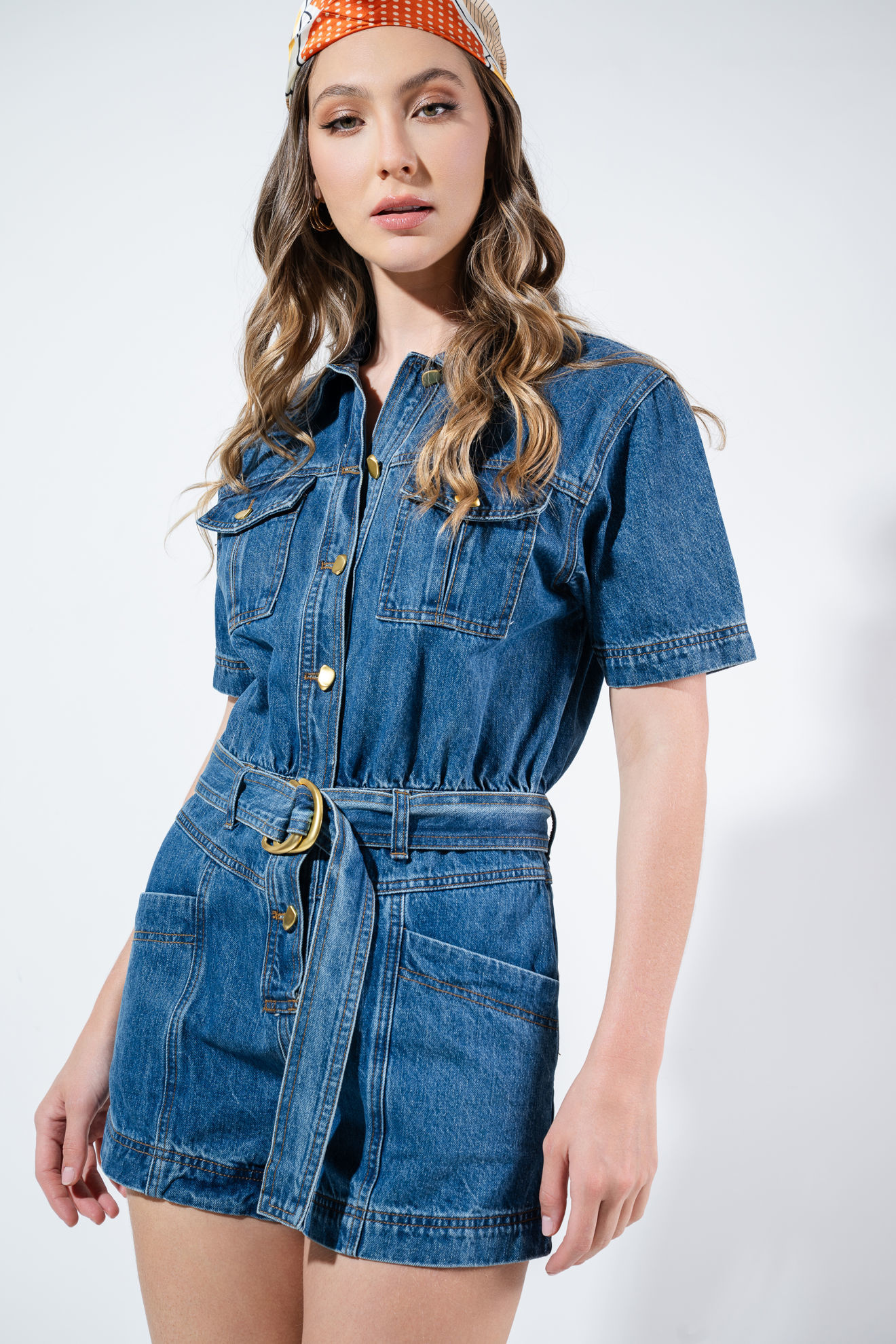 Imagen de Romper Camisero En Denim Con Cinturon