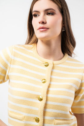 Imagen de Blusa Tejida Rayas Botones Dorados