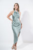 Imagen de Vestido En Satin Cuello Alto, Espalda Descubierta